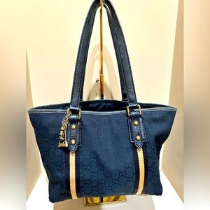 Gucci Black Padlock Chain Printed GG Coated Canvas Tote Bag